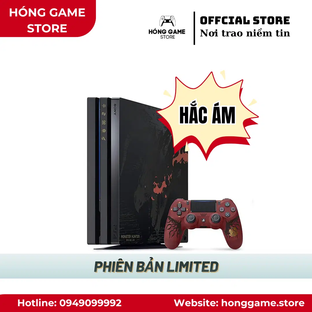 MÁY PS4 PRO 1TB - HẮC ÁM - ĐÃ QUA SỬ DUNG (Monster Hunter World Limited Edition)