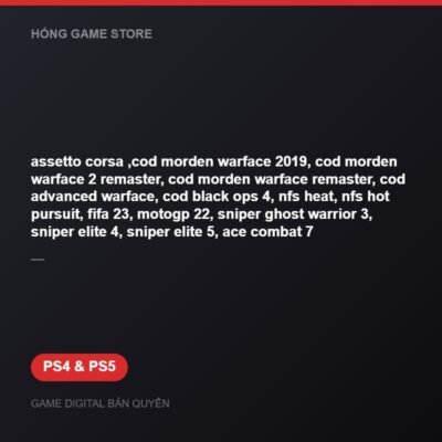 assetto corsa ,cod morden warface 2019, cod morden warface 2 remaster, cod morde bản digital cho PS4 và PS5 - Hóng Game Store