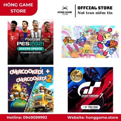 COMBO 4 GAME – PES 21, SUPER BOMBERMAN R, OVERCOOKED 2, GRAN TURISMO SPORT (PS4/PS5) [DIGITAL]