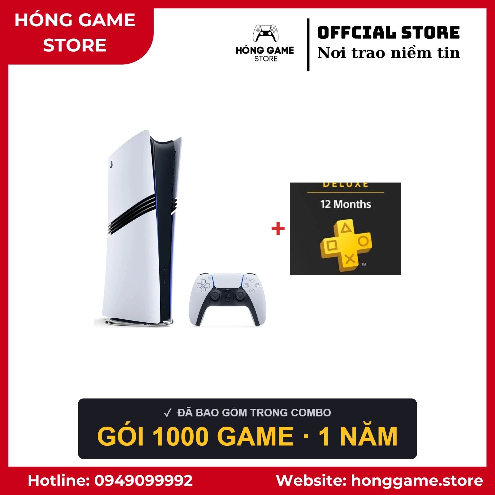 COMBO ĐỈNH CAO – PS5 Pro Ổ đĩa + 1000 game + gói VIP - Hóng Game Store