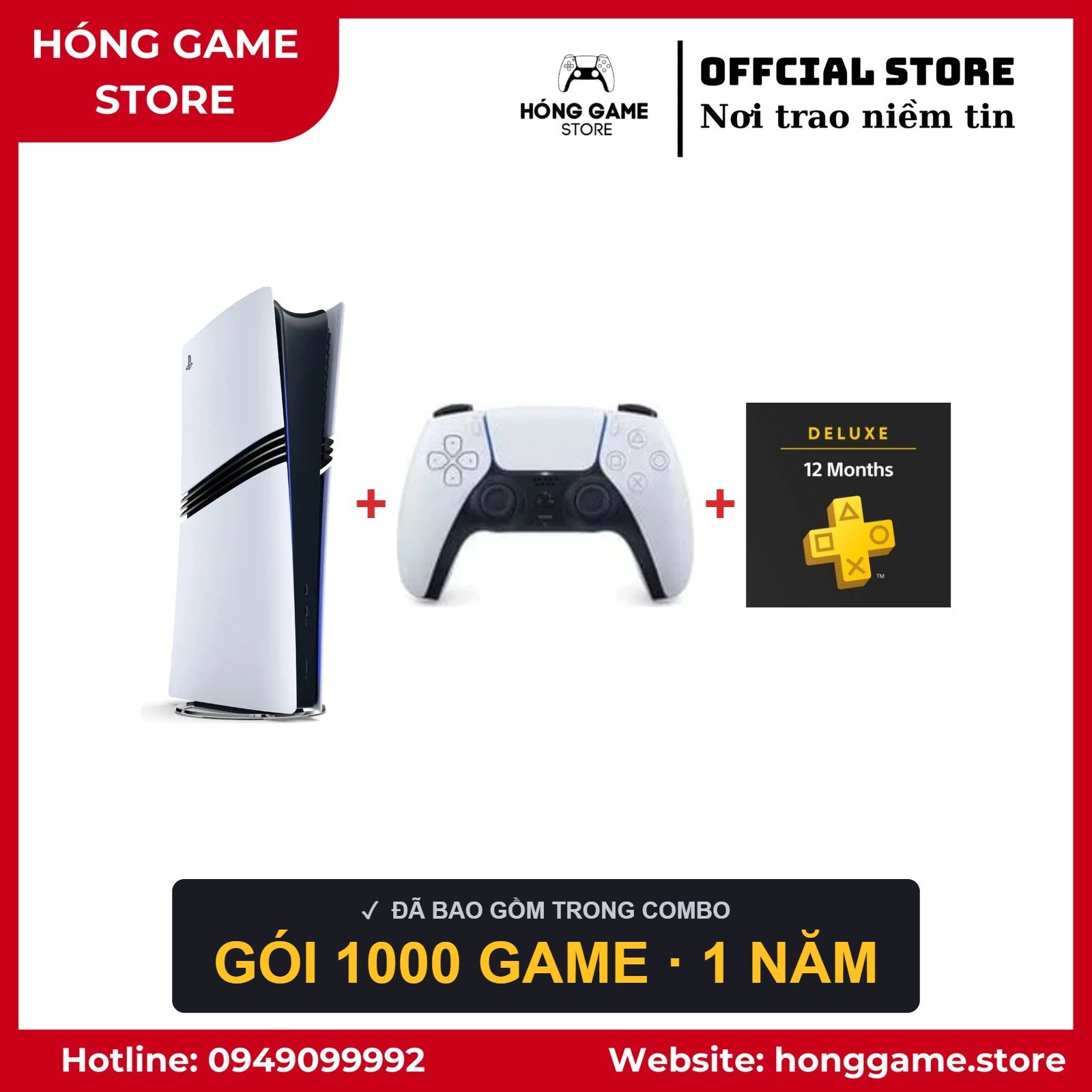 COMBO ĐỈNH CAO – PS5 Pro Ổ đĩa + 1000 game + gói VIP - Hóng Game Store