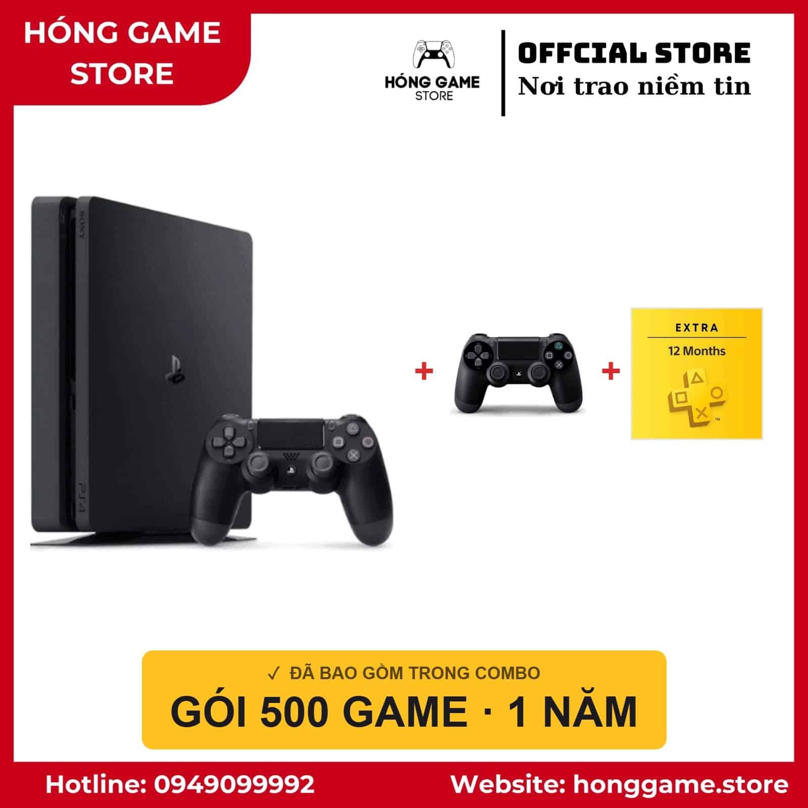 COMBO PS4 Slim 1TB – 2 tay + 500 game - Hóng Game Store