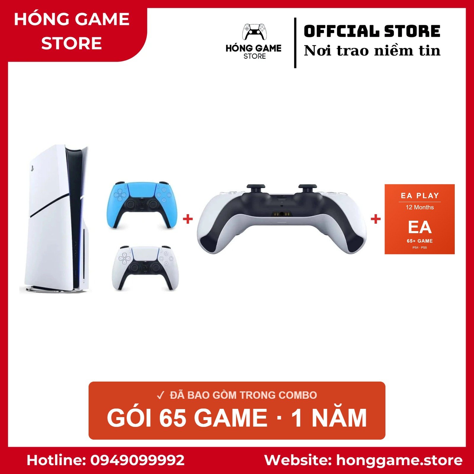 COMBO PS5 Slim Ổ đĩa – 2 tay + 65 game - Hóng Game Store
