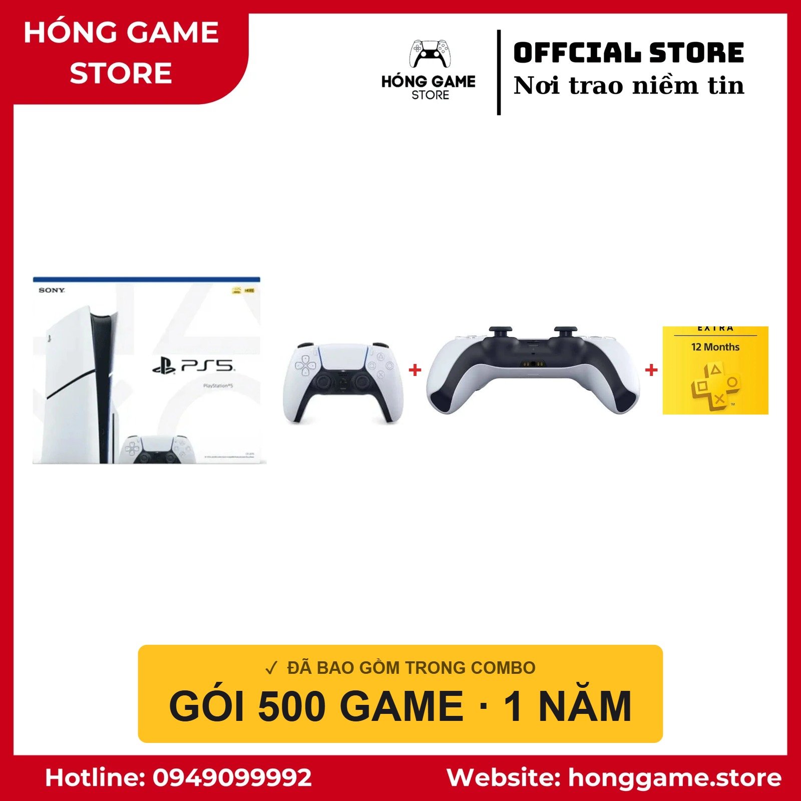 COMBO PS5 Slim Ổ đĩa (máy mới) – 2 tay + 500 game - Hóng Game Store