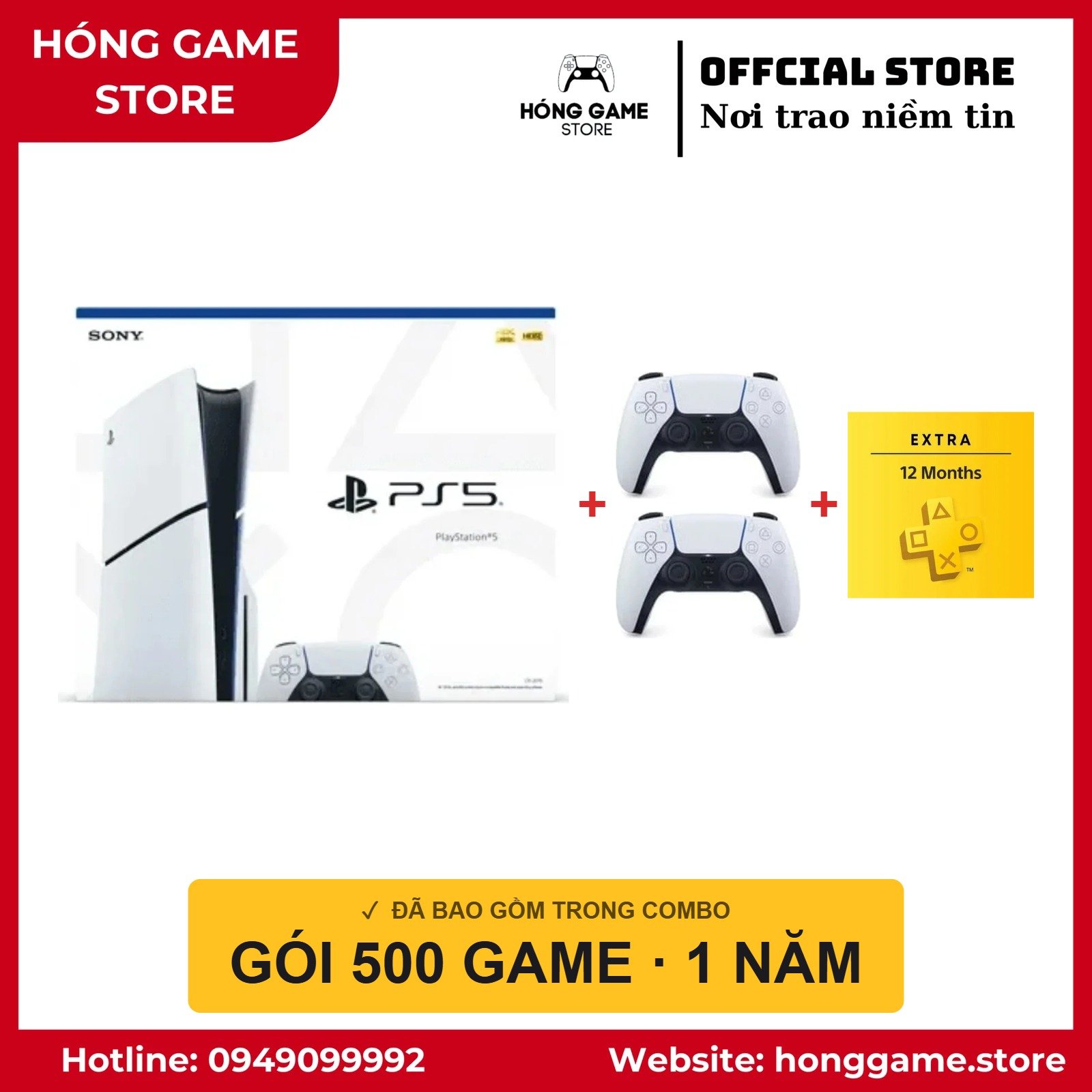 COMBO PS5 Slim Ổ đĩa (máy mới) – 2 tay + 500 game - Hóng Game Store