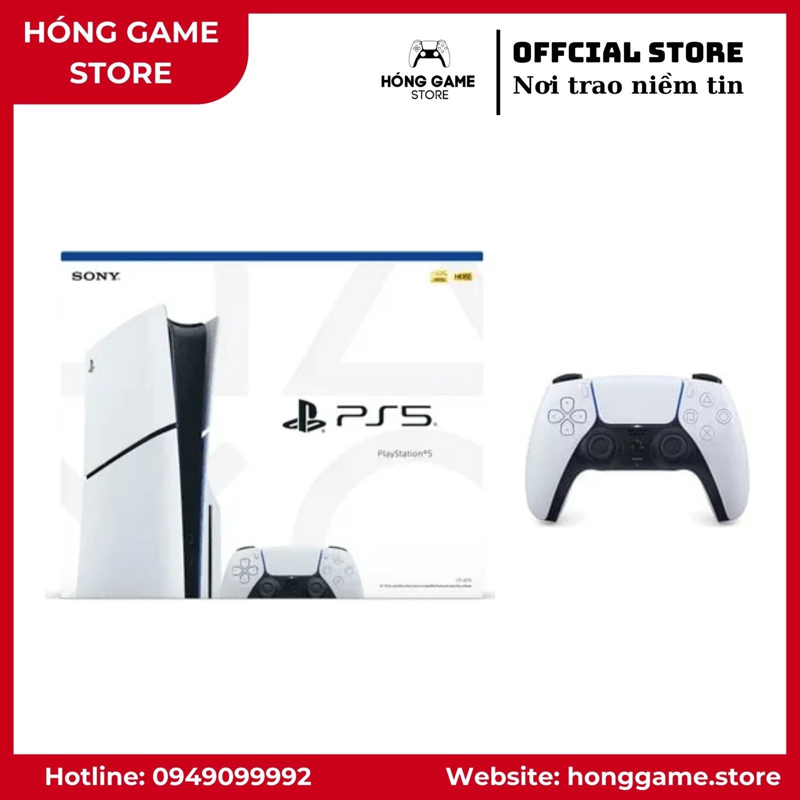 Máy PS5 Slim bản Ổ đĩa 1TB máy mới nguyên seal kèm 1 tay DualSense - Hóng Game Store