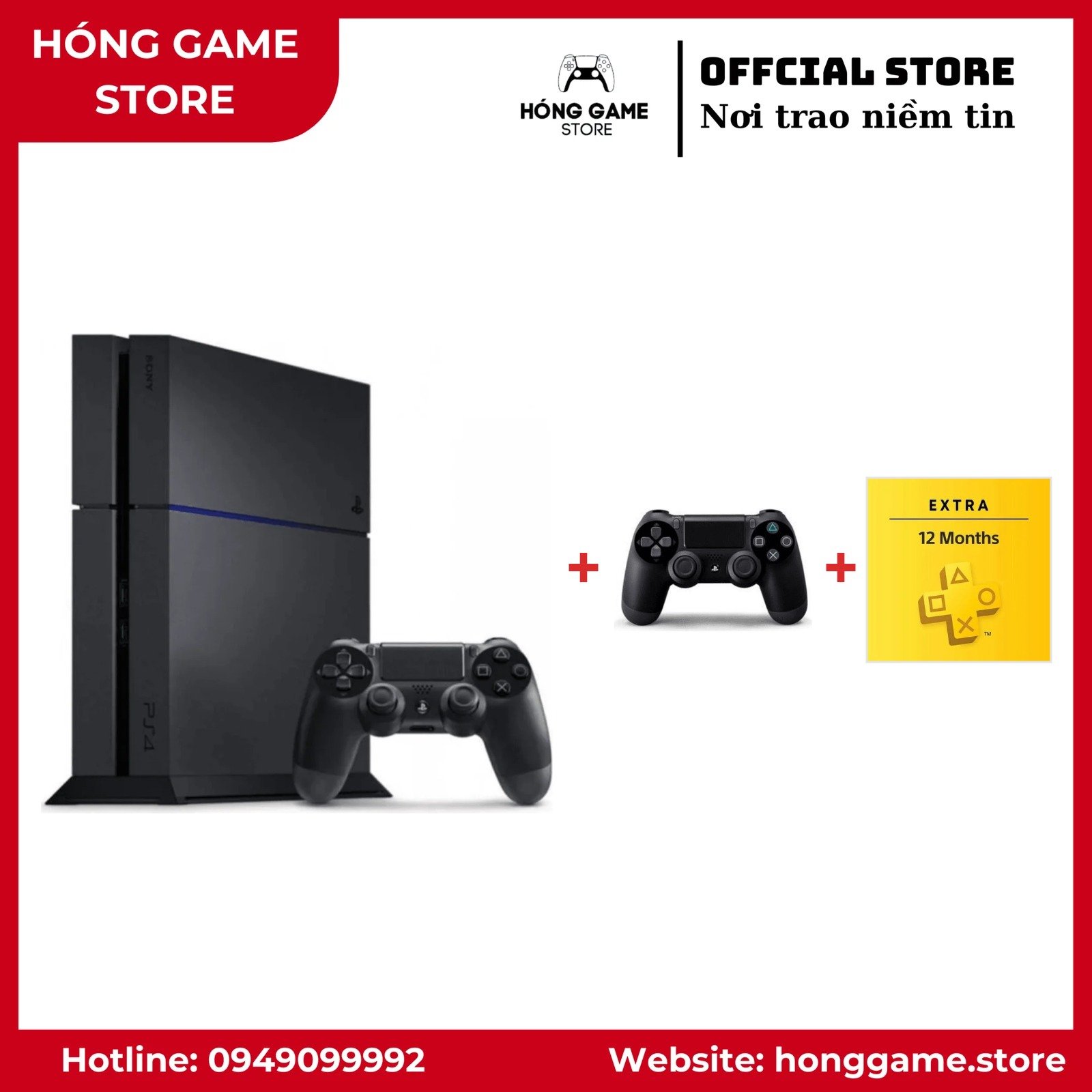 Trọn bộ PS4 Fat 500GB kèm 2 tay cầm và gói PS Plus Extra 1 năm - Hóng Game Store