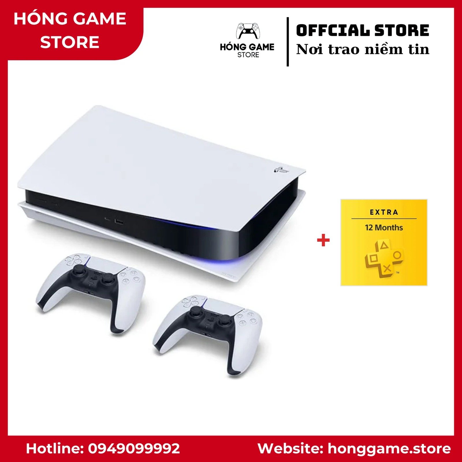 Trọn bộ PS5 Fat bản Digital kèm 2 tay cầm và gói PS Plus Extra 1 năm - Hóng Game Store