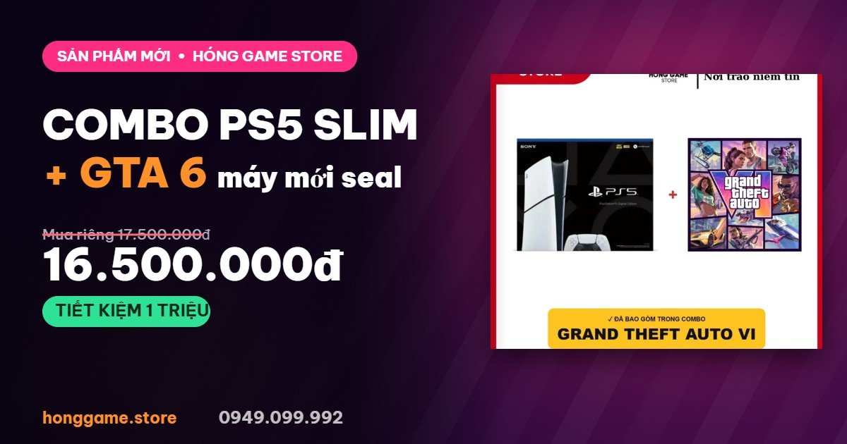 COMBO PS5 Slim Digital máy mới và Grand Theft Auto VI giá 16.500.000đ - Hóng Game Store