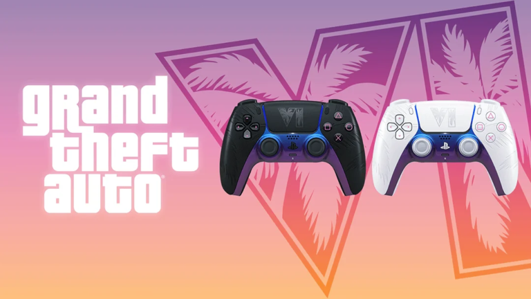 Tay cầm PS5 DualSense bản Grand Theft Auto VI giới hạn, hai màu trắng và đen