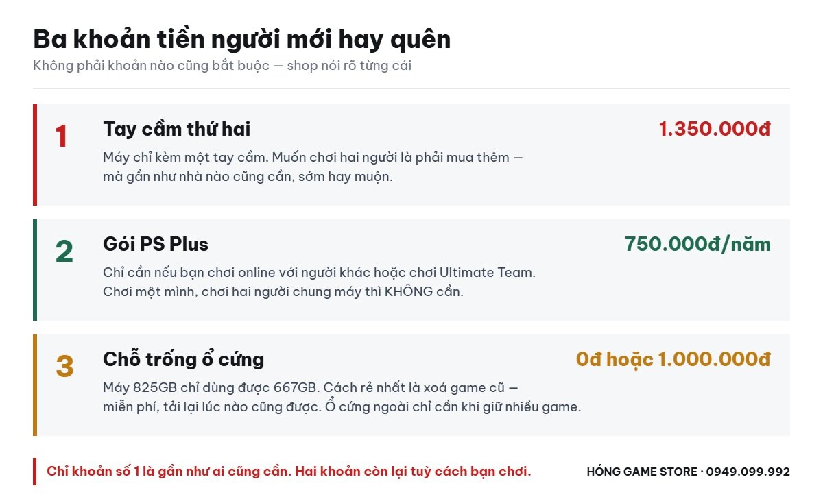 Ba khoản tiền người mới mua PS5 hay quên