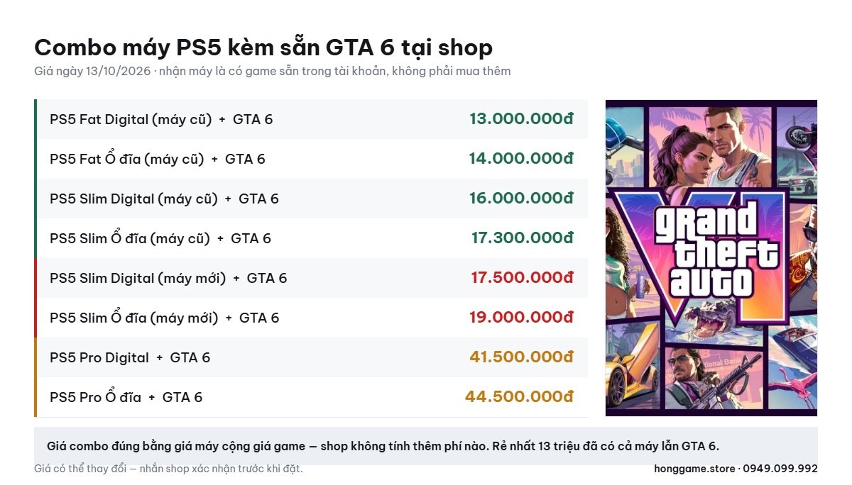 Combo máy PS5 kèm GTA 6 tại Hóng Game Store