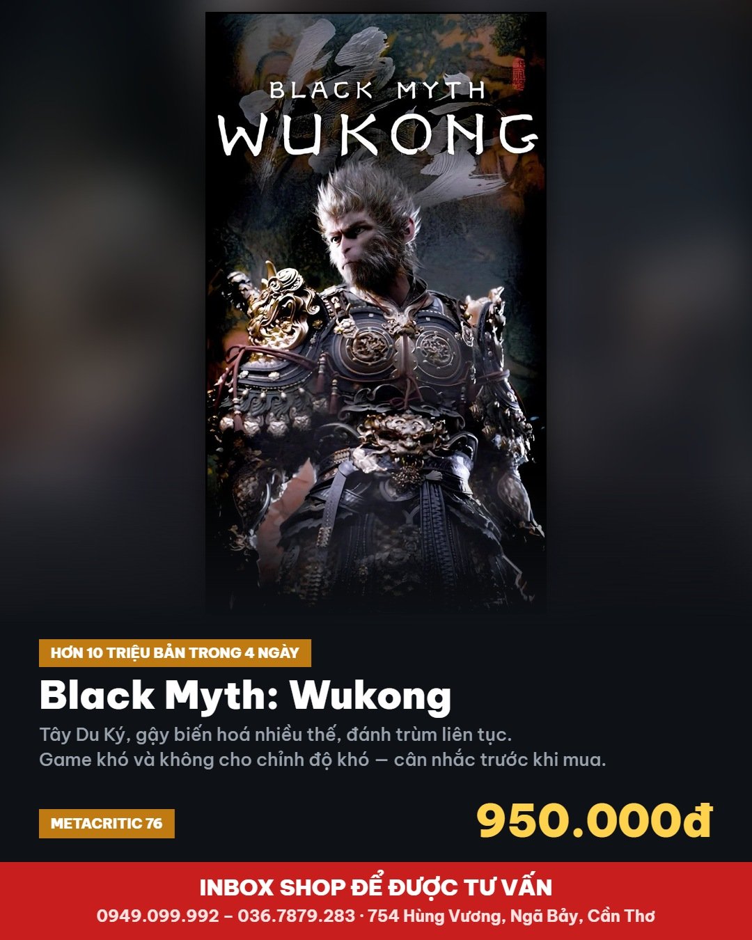 Black Myth Wukong bản PS5 950.000đ tại Hóng Game Store