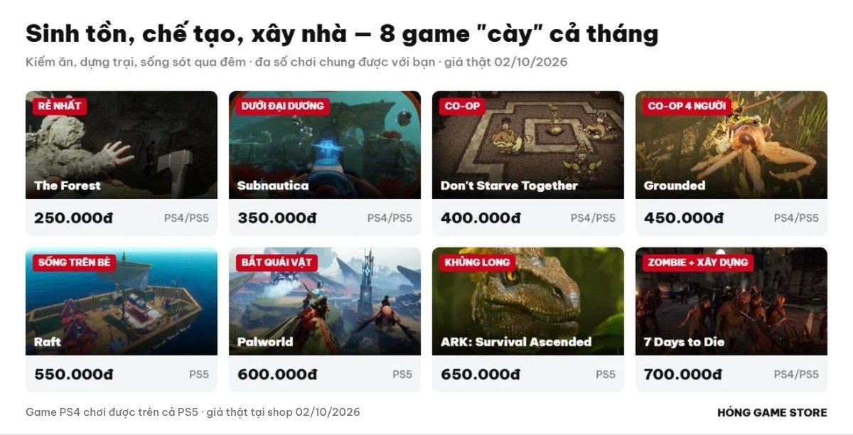 8 game sinh tồn chế tạo, xây nhà trên PS5, PS4 kèm giá
