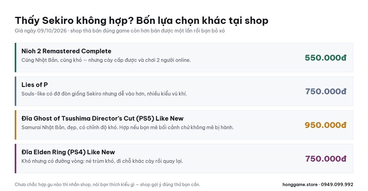 Bốn game thay thế Sekiro tại Hóng Game Store
