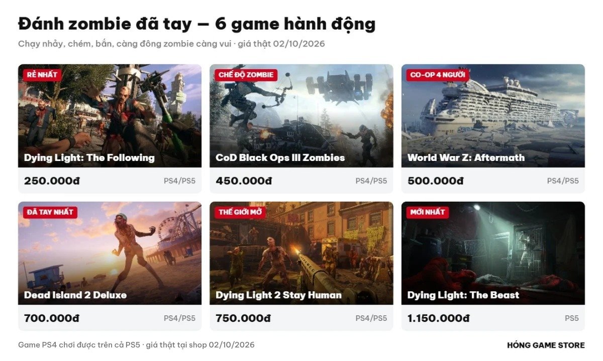 6 game zombie hành động trên PS5, PS4 kèm giá tại Hóng Game Store