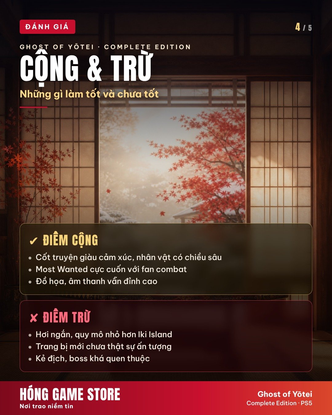 Điểm cộng và điểm trừ Ghost of Yōtei Complete Edition