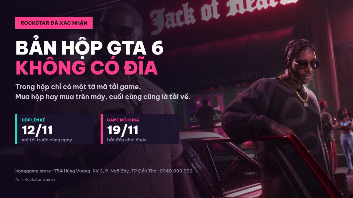 Bản hộp GTA 6 không có đĩa, chỉ có mã tải game bên trong