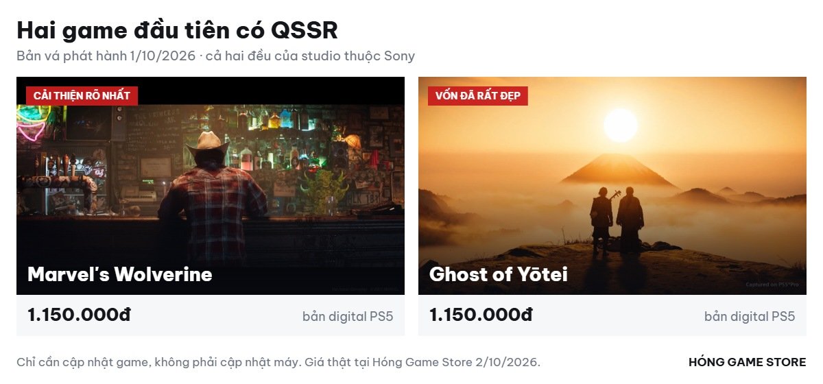Marvel's Wolverine và Ghost of Yōtei — hai game đầu tiên có QSSR