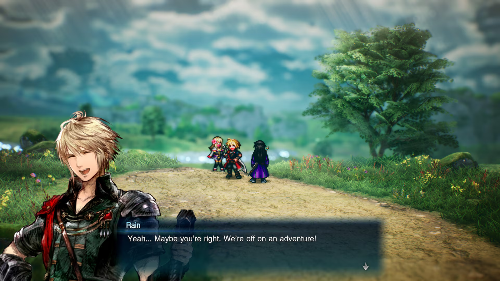Hội thoại với nhân vật chính Rain trong Final Fantasy Resonance
