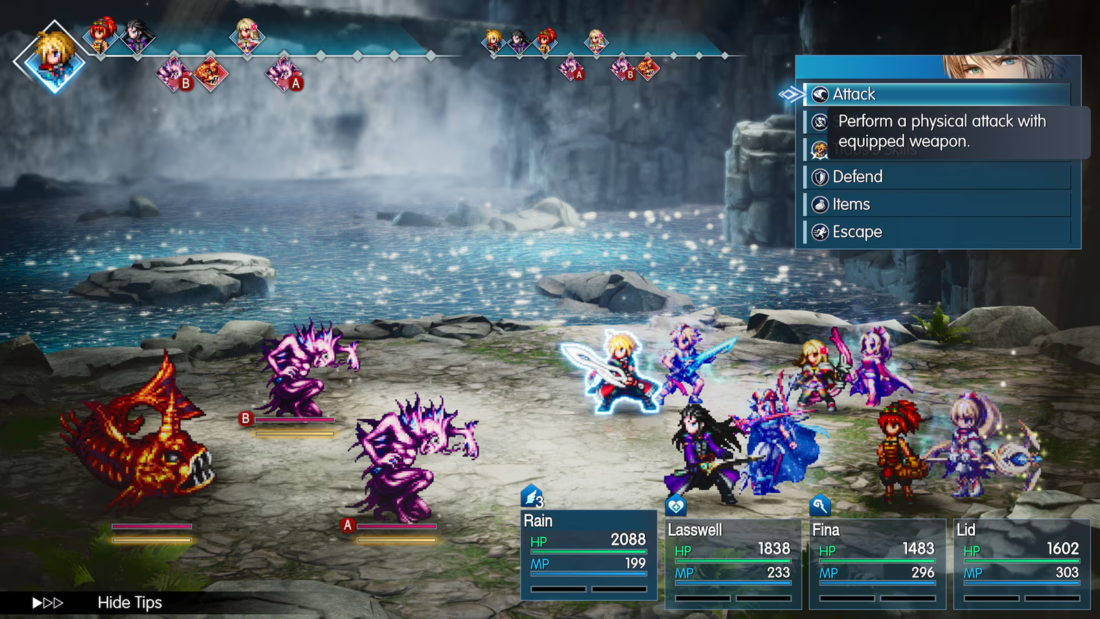Giao diện chiến đấu theo lượt của Final Fantasy Resonance