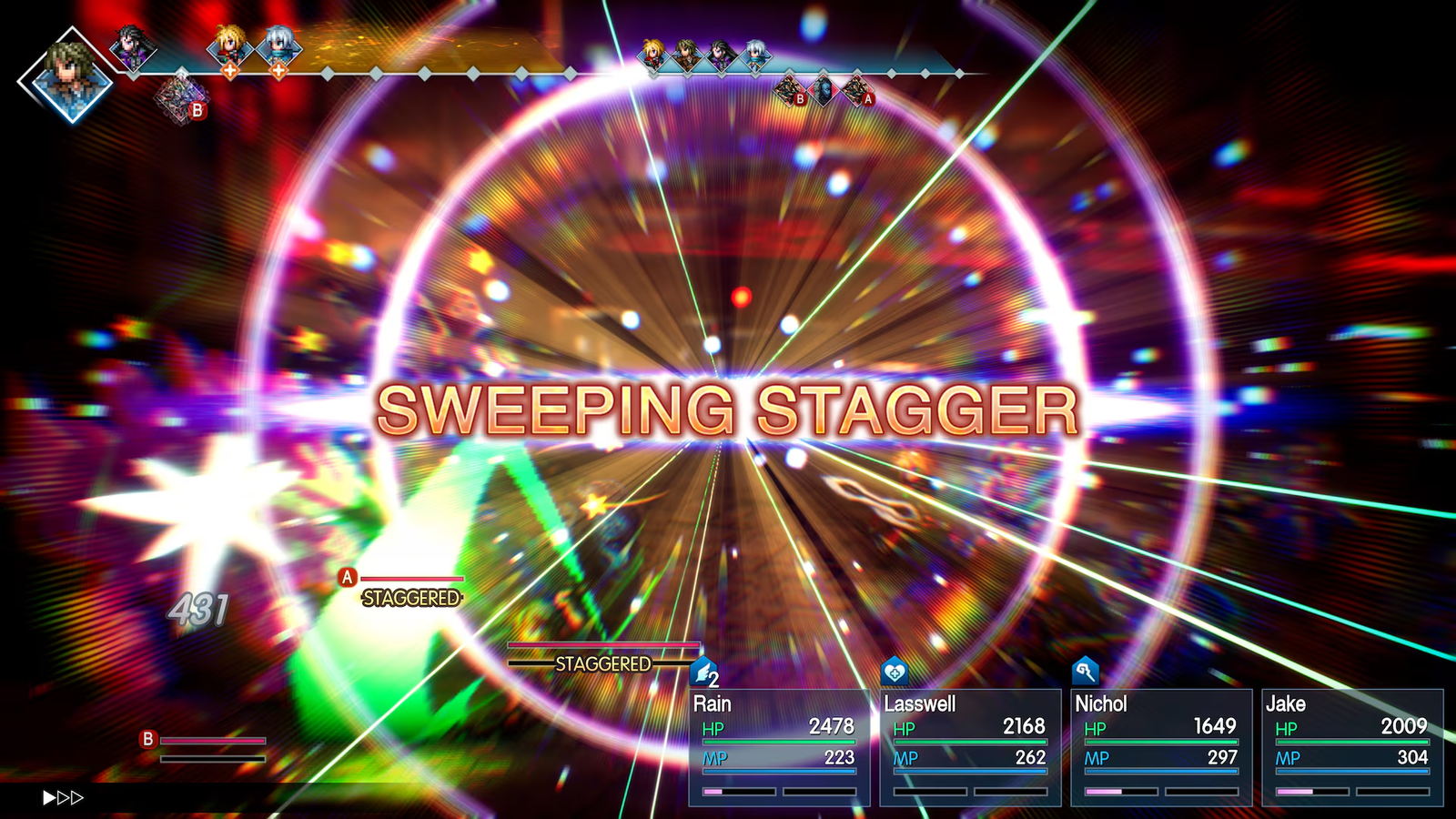 Đòn phối hợp Sweeping Stagger trong Final Fantasy Resonance