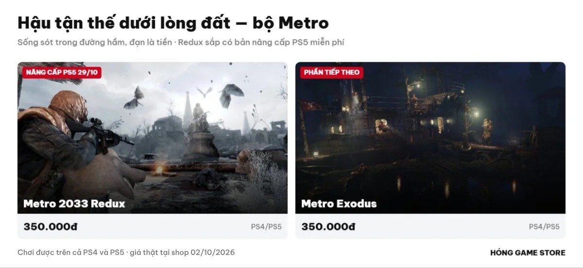 Metro 2033 Redux và Metro Exodus giá tại Hóng Game Store