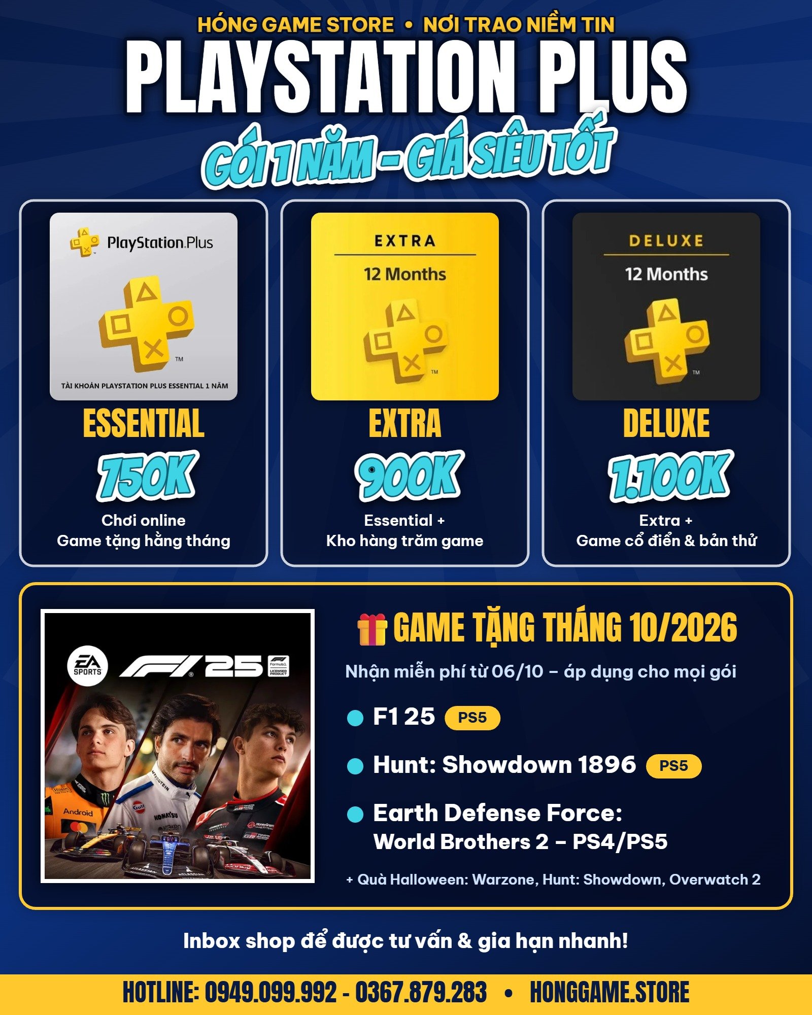 Gia hạn PlayStation Plus 1 năm giá tốt tháng 10/2026 - Hóng Game Store