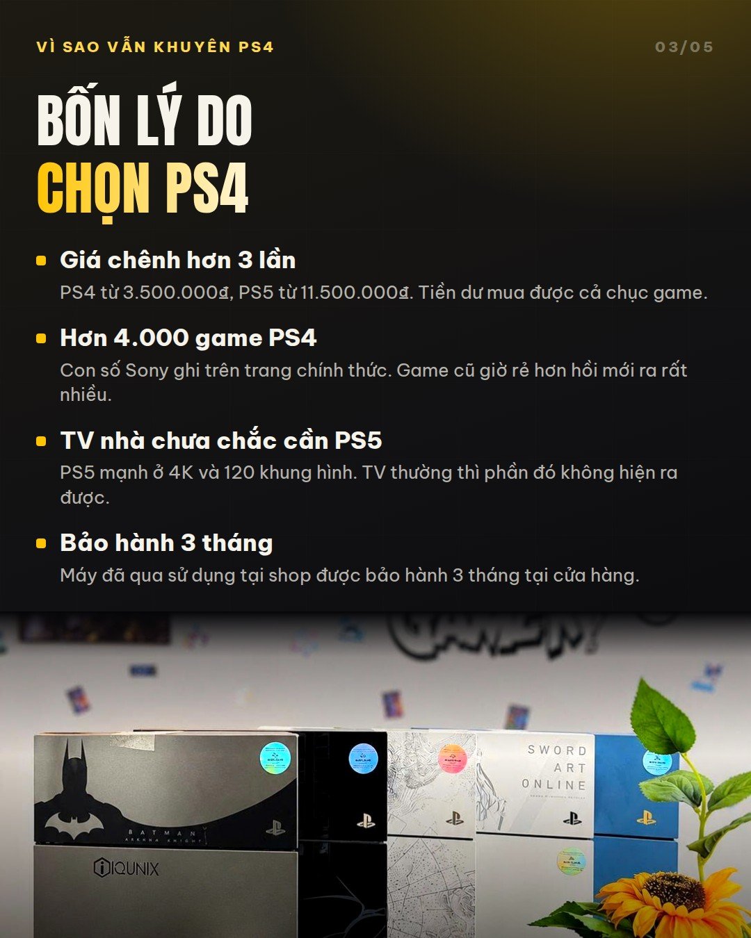 Bốn lý do chọn PS4: giá chênh hơn 3 lần, hơn 4.000 game, TV thường, bảo hành 3 tháng