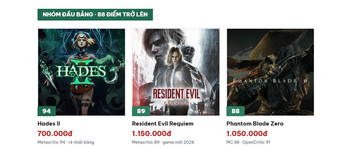 Ba game PS5 điểm cao nhất 2026: Hades II, Resident Evil Requiem, Phantom Blade Zero