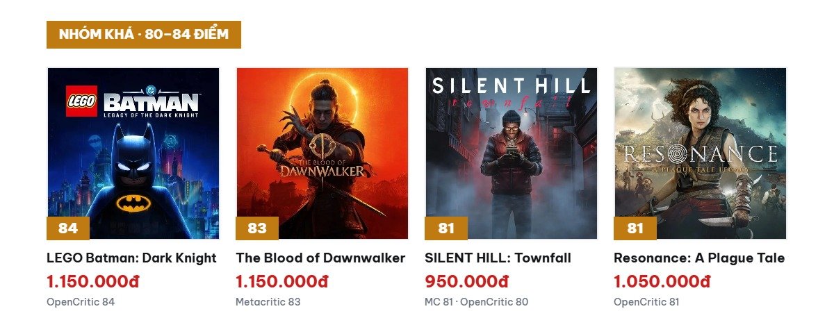 Bốn game PS5 2026 từ 80 đến 84 điểm: LEGO Batman, The Blood of Dawnwalker, Silent Hill Townfall, Resonance A Plague Tale Legacy