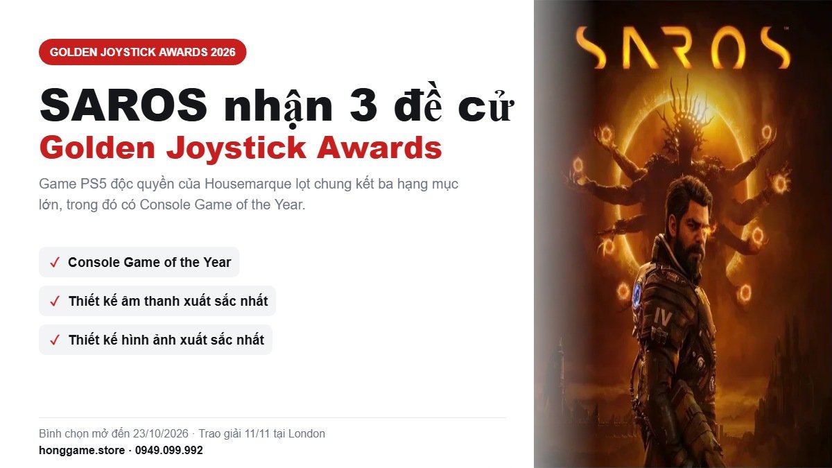 SAROS nhận 3 đề cử Golden Joystick Awards 2026